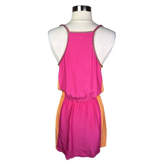 Parker Hot Pink & Orange Silk Popover Dress - Size Small - Picture 5 of 6